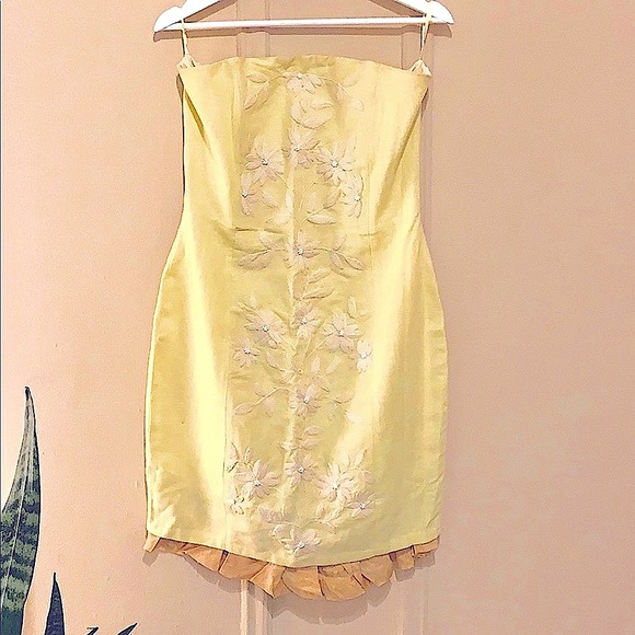 Plenty Tracy Reese Yellow Flower Embroidered Dress - Picture 1 of 7